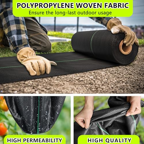 Sunifier Weed Barrier Landscape Fabric Heavy Duty，Garden Fabric Weed Barrier，Black Mulch for Landscaping, Weed Blocker Fabric Garden Bed Cover Garden Supplies (1.3ft x 50ft) - Image 4