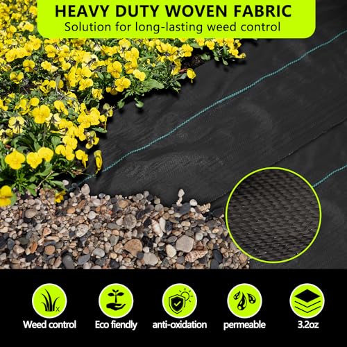 Sunifier Weed Barrier Landscape Fabric Heavy Duty，Garden Fabric Weed Barrier，Black Mulch for Landscaping, Weed Blocker Fabric Garden Bed Cover Garden Supplies (1.3ft x 50ft) - Image 2