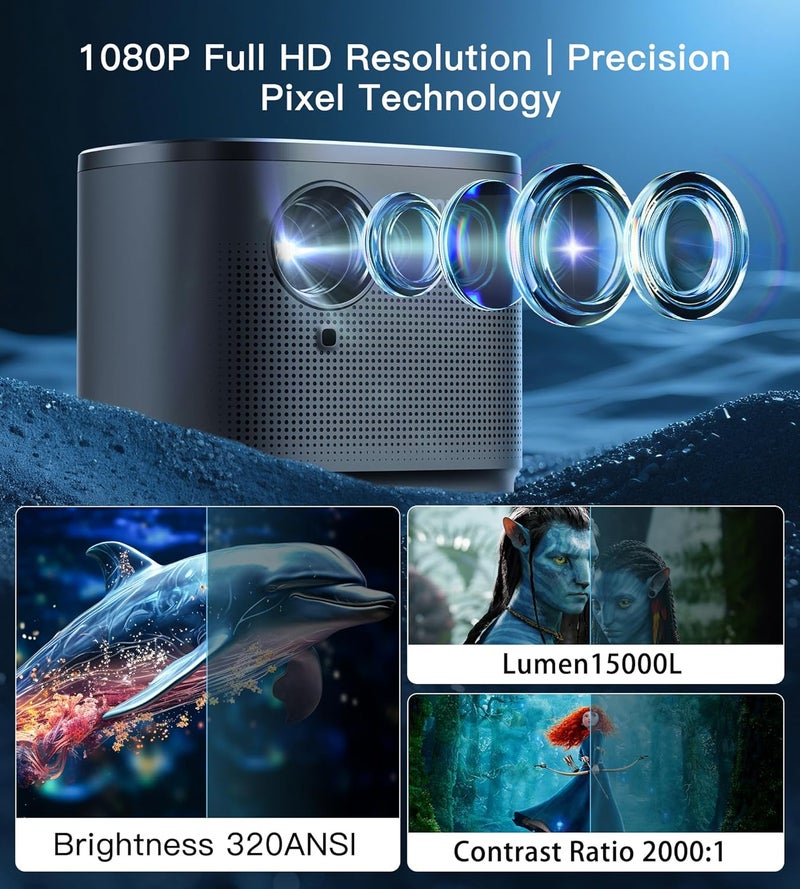 بيجاسو جهاز عرض صغير بدقة 1080P HD، يدعم 4K، جهاز عرض أفلام محمول - شاشة بحجم 200 بوصة، مكبر صوت مدمج، تصحيح تلقائي للانحراف، تركيز تلقائي، متوافق مع الهواتف الذكية/الأجهزة اللوحية/أجهزة الكمبيوتر المحمولة/HDMI/USB - مثالي للاستخدام الخارجي والمسرح المنزلي - Image 3