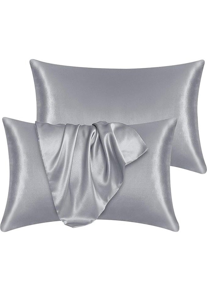 2PCS Satin Pillowcase for Hair and Skin-Soft Silky Pillow Covers for Sleeping-Satin Pillow Covers with Envelope Closure