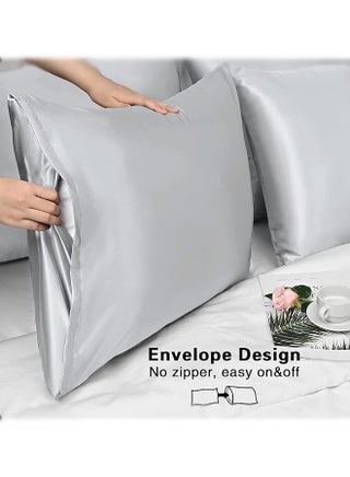 2PCS Satin Pillowcase for Hair and Skin-Soft  Silky Pillow Covers for Sleeping-Satin Pillow Covers with Envelope Closure - view 3