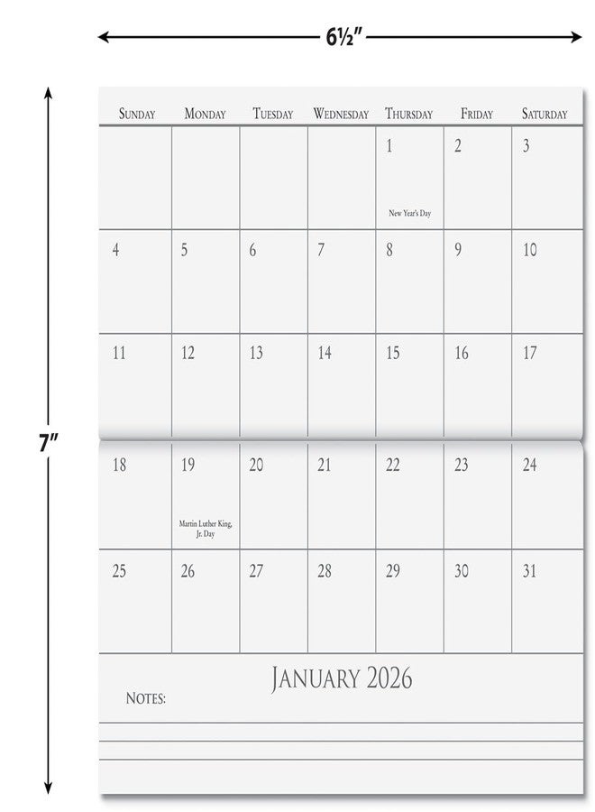 كارانت مفكرة جيبية ودفتر ملاحظات بتصميم قطط من كاتيتيودز لعام 2026، مقاس 3.5 بوصة × 6.5 بوصة عند الإغلاق، تقويم شهري مزين بالزهور بجودة المكتبات، يحتوي على 30 صفحة للملاحظات، مناسب للمطبخ والمكتب. - Image 2