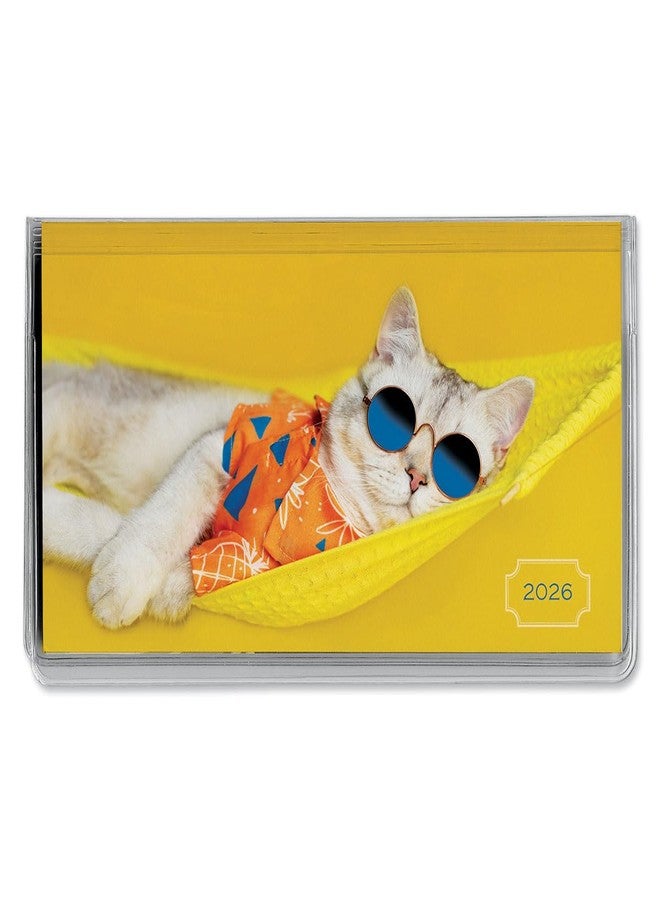 كارانت مفكرة جيبية ودفتر ملاحظات بتصميم قطط من كاتيتيودز لعام 2026، مقاس 3.5 بوصة × 6.5 بوصة عند الإغلاق، تقويم شهري مزين بالزهور بجودة المكتبات، يحتوي على 30 صفحة للملاحظات، مناسب للمطبخ والمكتب. - Image 1
