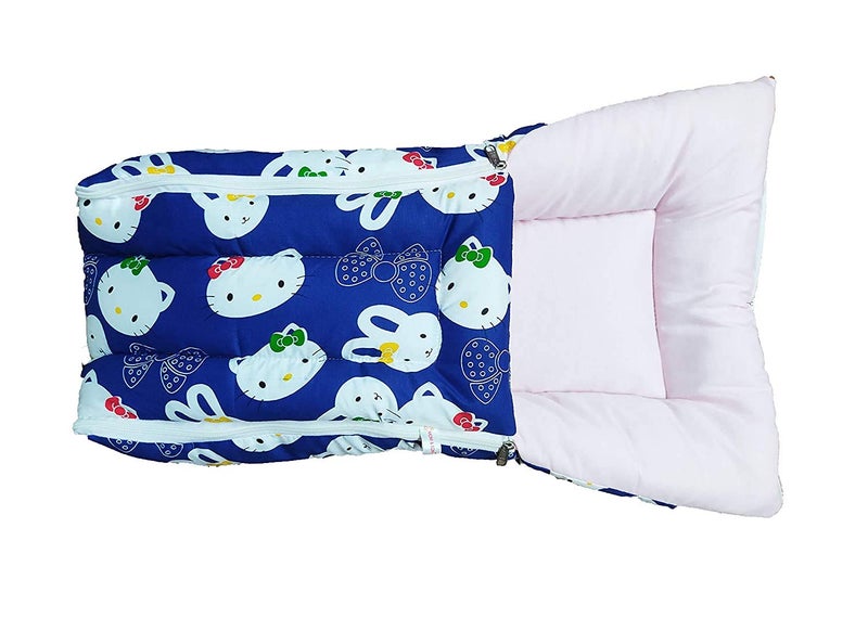 CUSTOMARY Baby 2 in 1 Sleeping Bag/Carry Bag/Bedding set/Gift set (0 to 3 Month) (BLUE-KITTY) - Image 4