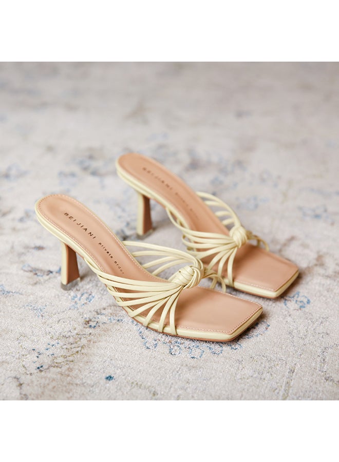 826-10 French Retro Artistic Outer Wear Sandals And Slippers Woven With Square Heel And Open Toe Hollow Sandals