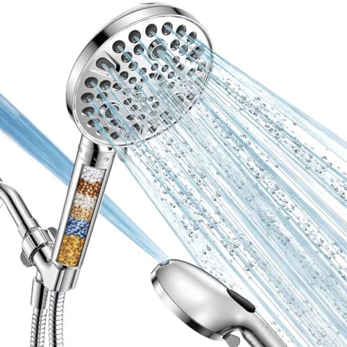 MakeFit Handheld Shower Head with Filter - High Pressure Shower Head with 10 Spray Modes, Hard Water Softener Showerhead with Hose, Bracket and Shower Filters to Remove Chlorine and Heavy Metals - Image 1
