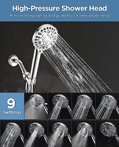 MakeFit Handheld Shower Head with Filter - High Pressure Shower Head with 10 Spray Modes, Hard Water Softener Showerhead with Hose, Bracket and Shower Filters to Remove Chlorine and Heavy Metals - Image 5