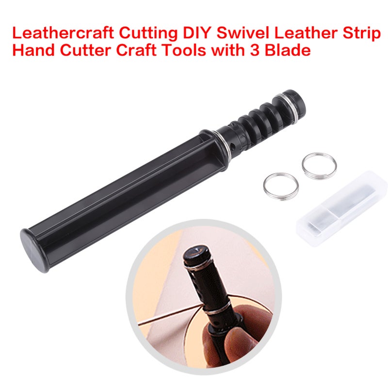 Leathercraft Cutting DIY Swivel Leather Strip Hand Cutter Craft Tools with 3 Blade - Image 3