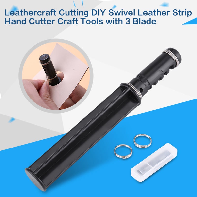 Leathercraft Cutting DIY Swivel Leather Strip Hand Cutter Craft Tools with 3 Blade - Image 1