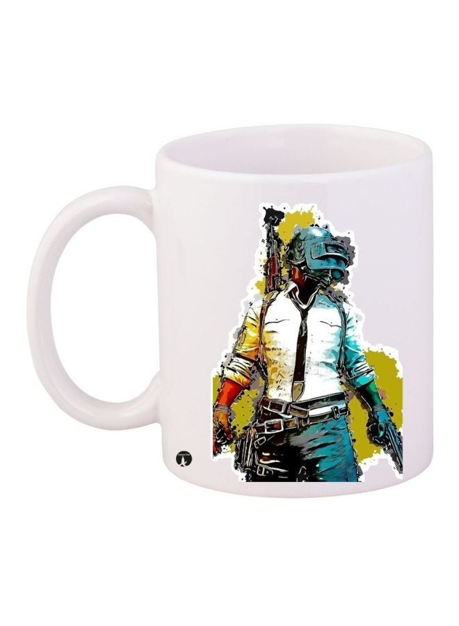 RYN PUBG Printed Coffee Mug White/Yellow/Grey 11ounce