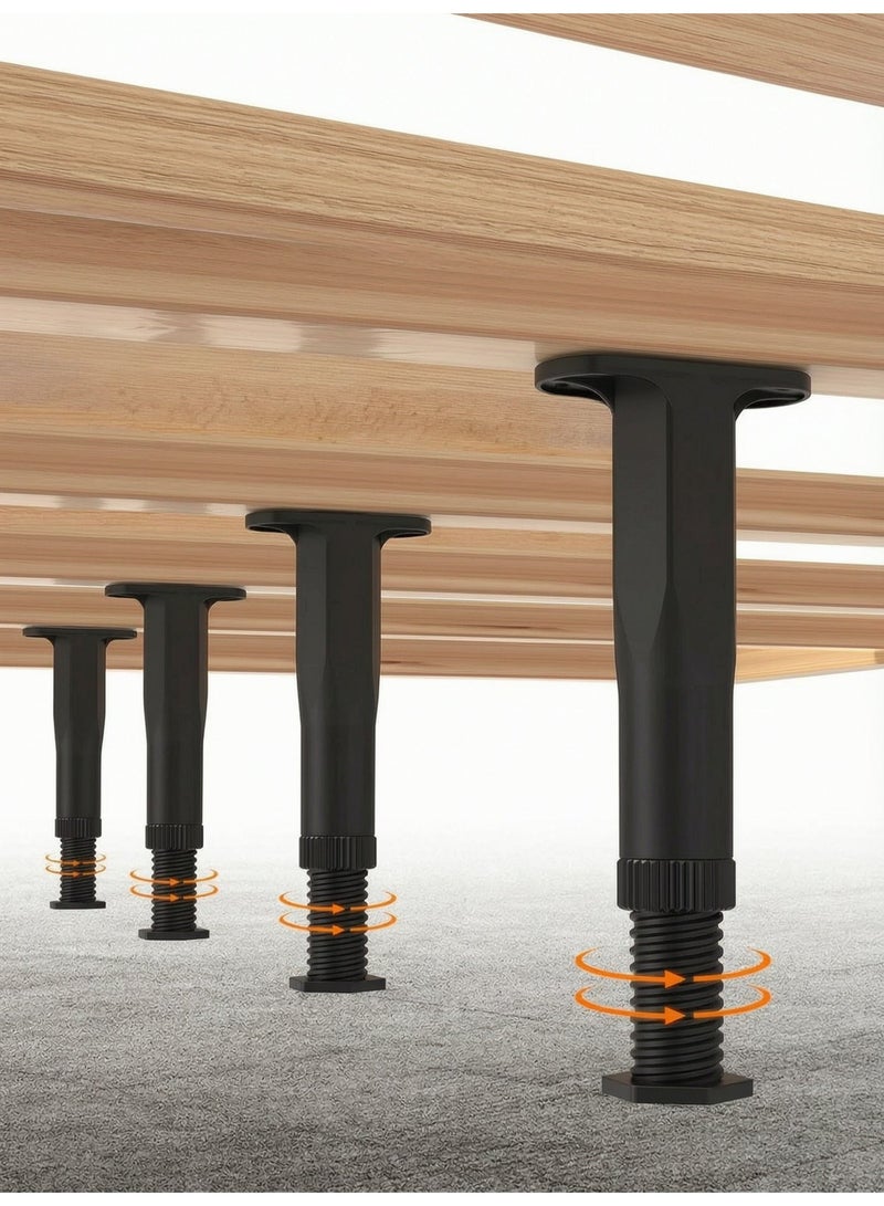 4pcs Heavy-Duty Adjustable Bed Frame Support Legs (5.31"-8.66") - Versatile Furniture Center Slats for Beds, Sofas, Dressers & More - Durable Plastic with Enhanced Grip - Image 1