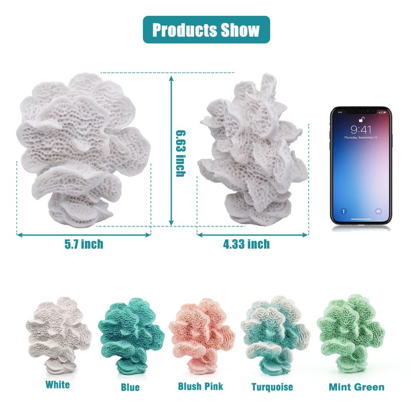 Accessoryway Blush Pink Coral Reef Decor,Modern Coastal Decor for Home: Small Faux Coral Statue for Nautical Themed Parties and Table Centerpieces -6.2" - Image 4