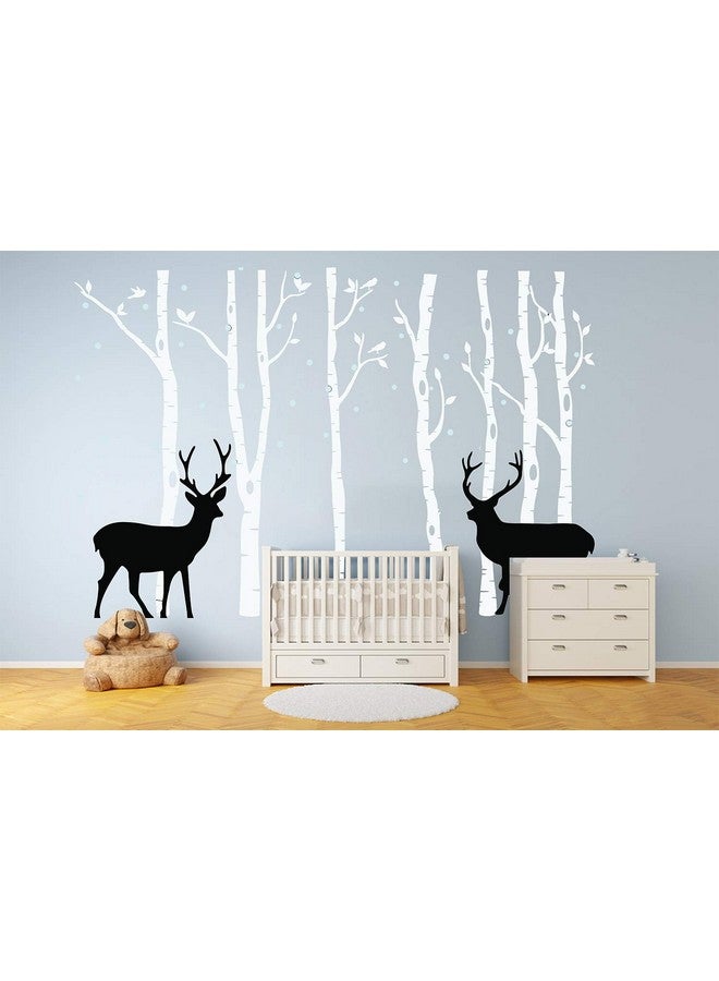 LUCKKYY Birch Tree Deer Wall Decal Nursery Forest Removable Birch Trees Vinyl Sticker for Kids Bedroom Decor Nursery Bedroom (White) - Image 3