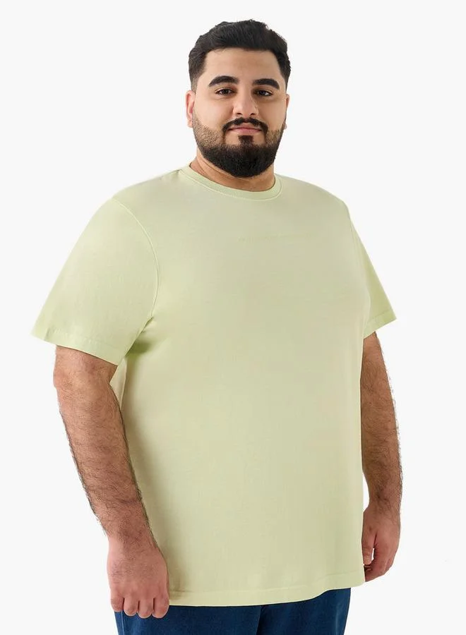 Splash FAV Plus Size Slogan Detail Crew Neck T-shirt