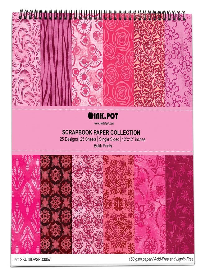Inkdotpot 25 Batik Texture Scrapbook Paper Pad 12" x 12", Single-Sided Scrapbook Paper- Colorful Cardstock Paper Scrapbooking DIY Decorative Background Cardmaking Supplies- Journal Craft Paper - Image 1