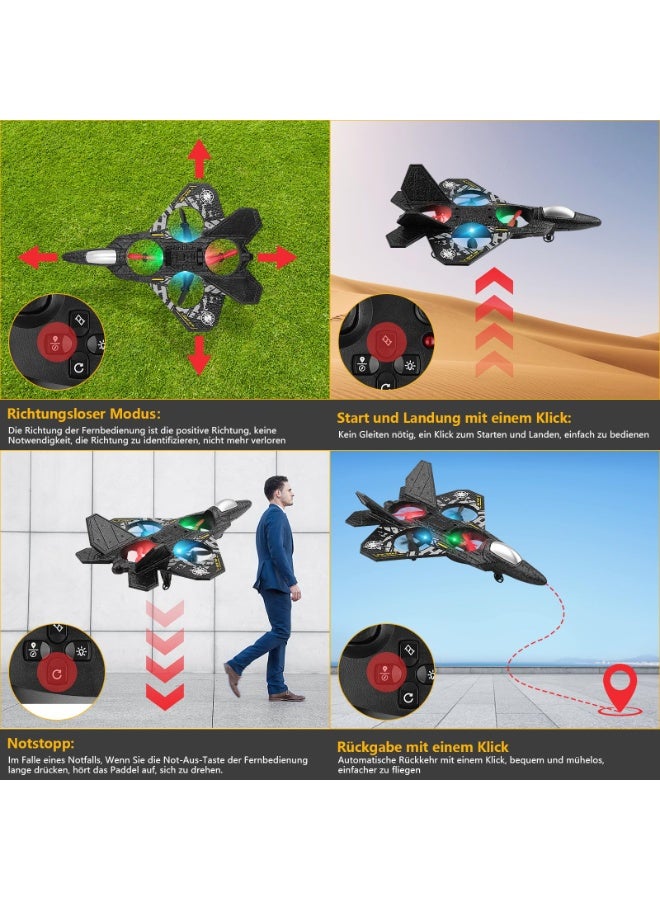 Remote Control Jet Fighter Toy for Kids – 6-Axis Gyroscope with LED Lights, 4 Turbofan Motors, Rechargeable Indoor & Outdoor Aircraft Plane Toy with 2 Batteries and Remote Control  - Image 4