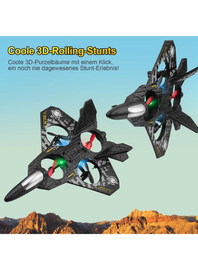 Remote Control Jet Fighter Toy for Kids – 6-Axis Gyroscope with LED Lights, 4 Turbofan Motors, Rechargeable Indoor & Outdoor Aircraft Plane Toy with 2 Batteries and Remote Control  - Image 3