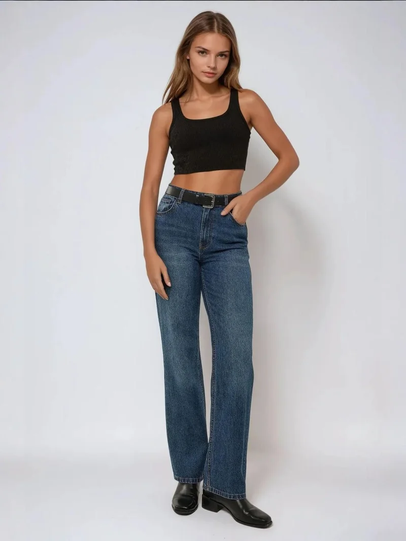 HICCUP Fitted Crew Neck Cropped Tank Top