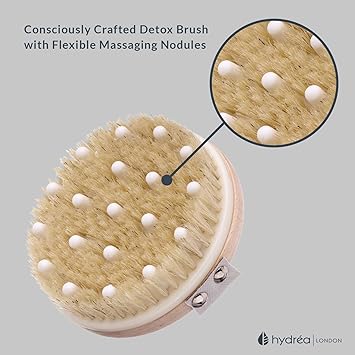Hydrea London Body Brush Combination Detox Wet Dry Cellulite Massager with Natural Bristle Flexible Rubber Nodules Lymphatic Drainage Exfoliator Shower Body Scrubber for Smoother Complexion - Image 5