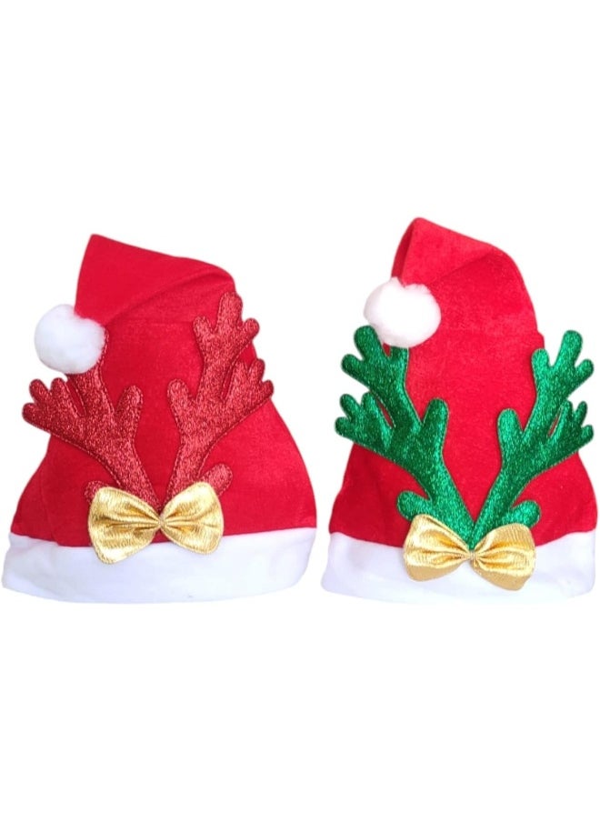 FAM 2-Piece Christmas Hat - Reindeer Hats For Adults - Christmas Reindeer Hat - Christmas Party Supplies – Santa Hat/Cap For Christmas – Christmas Party Hat For Christmas Party Favors  - Image 1