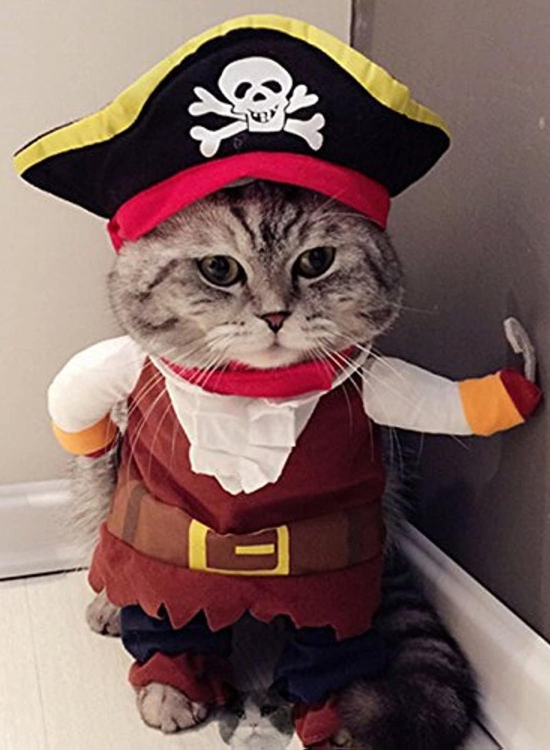 Najwa Pet Clothes Pirate Dog Cat Costume Suit Corsair Dressing up Party Apparel Clothing for Cat Dog Plus Hat - Image 1