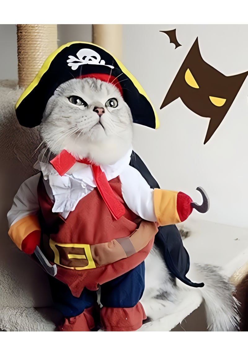 Najwa Pet Clothes Pirate Dog Cat Costume Suit Corsair Dressing up Party Apparel Clothing for Cat Dog Plus Hat - Image 2