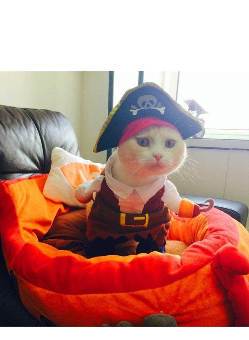 Najwa Pet Clothes Pirate Dog Cat Costume Suit Corsair Dressing up Party Apparel Clothing for Cat Dog Plus Hat - Image 3