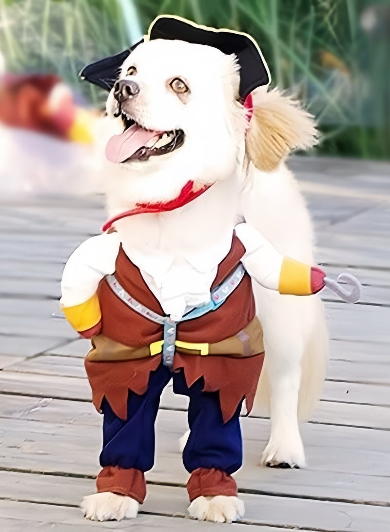 Najwa Pet Clothes Pirate Dog Cat Costume Suit Corsair Dressing up Party Apparel Clothing for Cat Dog Plus Hat - Image 4