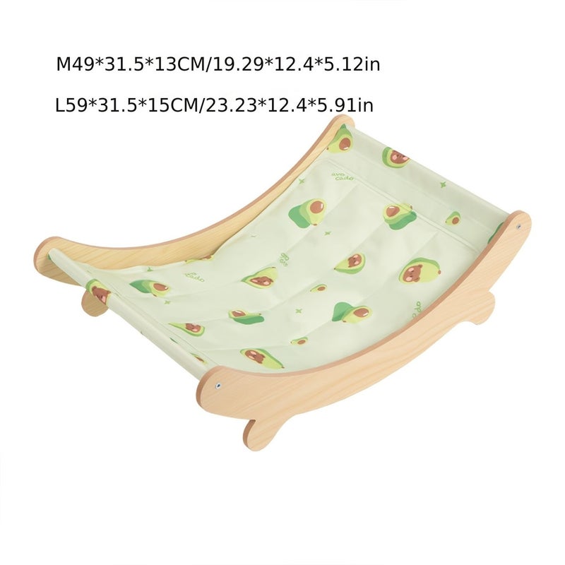 All Season Wooden Pet Bed With Summer Ice Silky Fiber Fabric Cooling Breathable Moisture Proof Sturdy Collapse Resistant Suitable For Cats And Dogs L Size Includes Pet Grooming Towels - Image 2