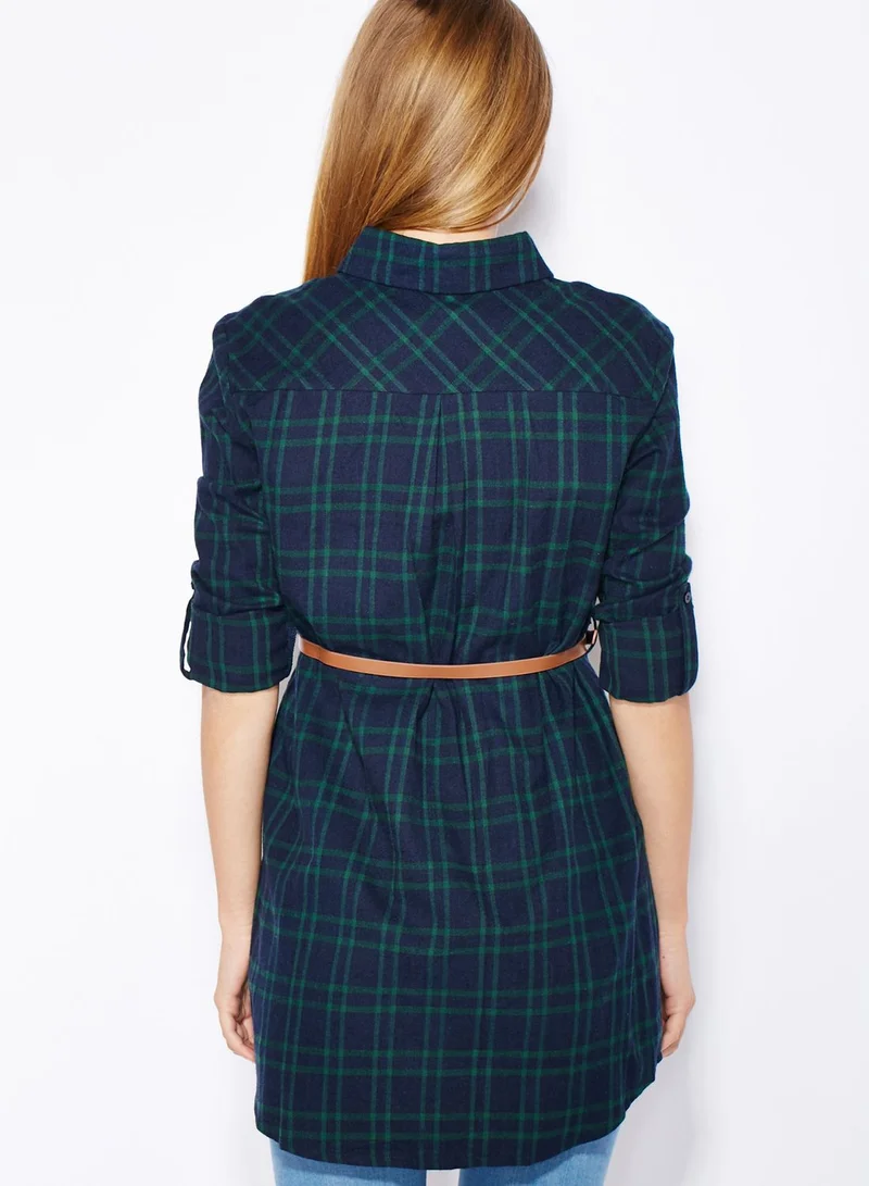 ELLA Checked Belted Shirt
