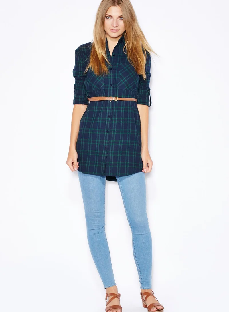 ELLA Checked Belted Shirt
