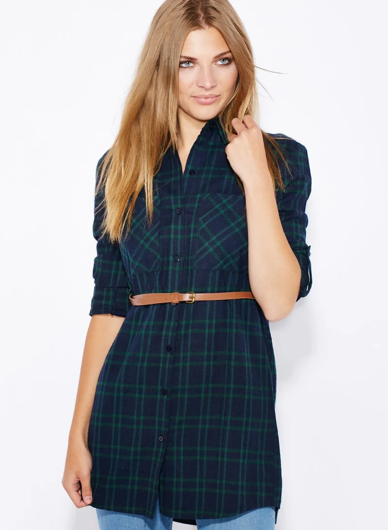 ELLA Checked Belted Shirt