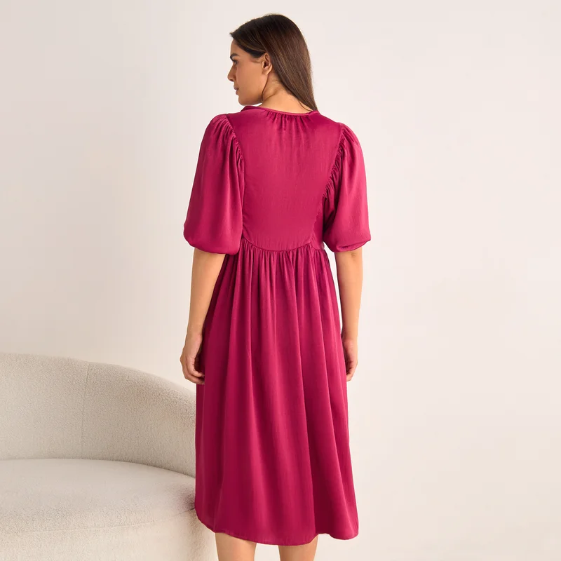 Splash FAV Tie-Up Detail Night Dress with Short Sleeves
