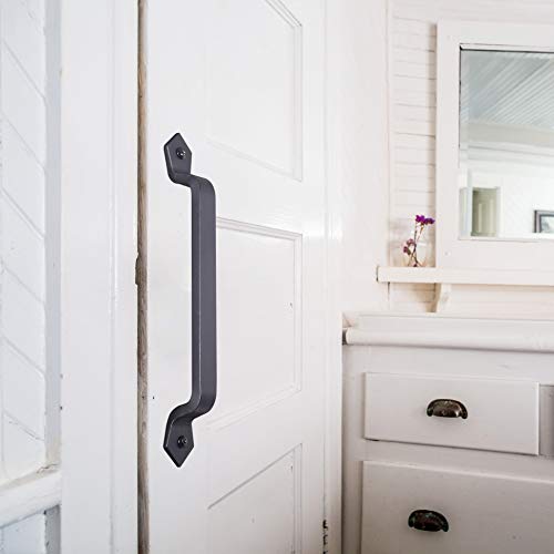 WEBI Rustic Gate Handle:11 Inch Cast Iron Sliding Barn Door Handle,Vintage Long Gate Pull Handle Fence Handle for Outdoor,Garage,Interior,Black,2 Packs - Image 4