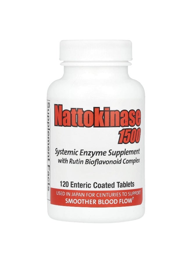 Naturally Vitamins Naturally Vitamins, Nattokinase 1500, Systemic Enzyme Supplement, 120 Enteric Coated Tablets  - Image 1