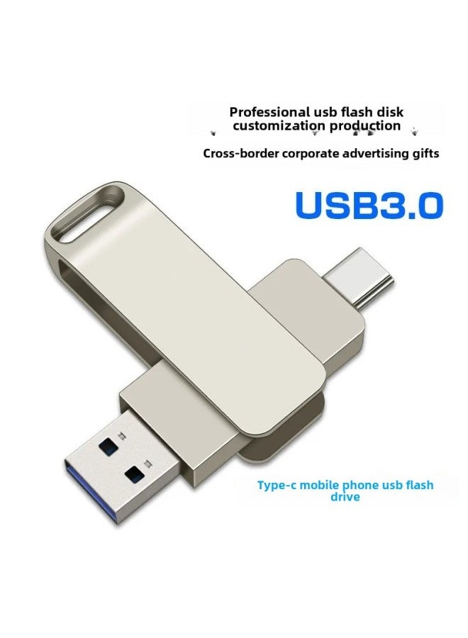 Metal U Disk Car 64gU Disk Large Capacity 3.0 Computer Dual-use USB Type-c Mobile Phone U Disk Wholesale-Colour:Black 3.0-Capacity:64GB - Image 2