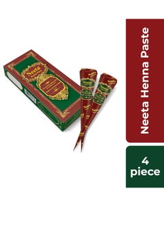 Neeta Neeta 4 Pack 100% Natural Ready to Use Henna Paste Hair Dye Cones Reddish Brown Color tubes color for women Perfect for Spot hair coloring, Long-lasting and Cruelty-Free  - Image 2