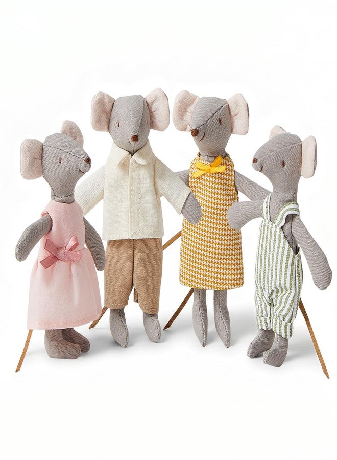 Giant bean Mouse Toys for Kids, 4 PCS Hand Made Mouse Family Dolls with Removable Clothes, Suitable for Infants, Boys and Girls, Dollhouse People - Image 1
