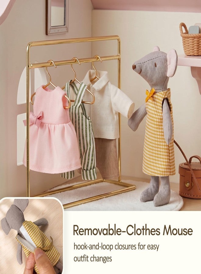 Giant bean Mouse Toys for Kids, 4 PCS Hand Made Mouse Family Dolls with Removable Clothes, Suitable for Infants, Boys and Girls, Dollhouse People - Image 2