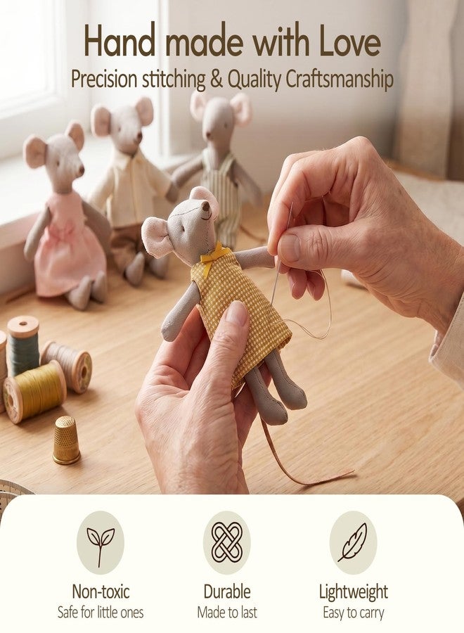 Giant bean Mouse Toys for Kids, 4 PCS Hand Made Mouse Family Dolls with Removable Clothes, Suitable for Infants, Boys and Girls, Dollhouse People - Image 4
