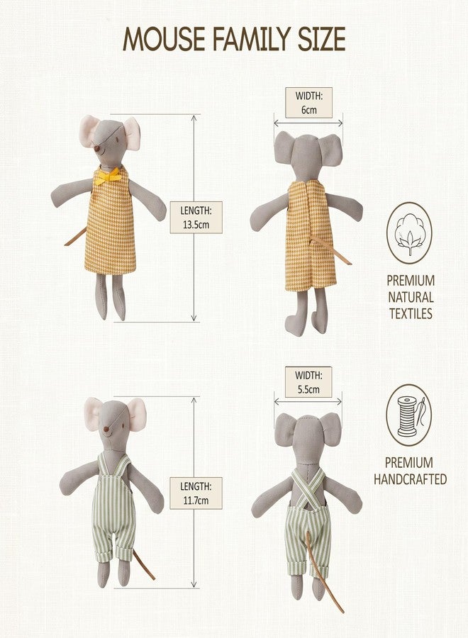 Giant bean Mouse Toys for Kids, 4 PCS Hand Made Mouse Family Dolls with Removable Clothes, Suitable for Infants, Boys and Girls, Dollhouse People - Image 3