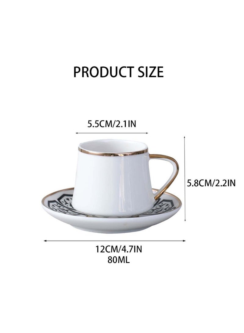 Nailuck 80ml Gold-Plated Porcelain Espresso Cup & Saucer, Vintage Design for Home/Cafe/Gift - Image 5