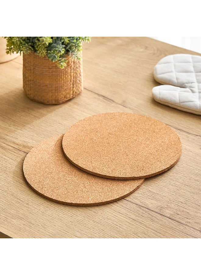 Home Box Liam 2-Piece Round Cork Trivet Set 19 x 19 cm