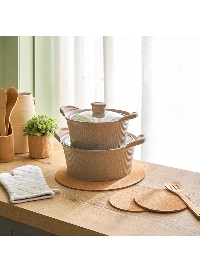 Home Box Liam 2-Piece Round Cork Trivet Set 19 x 19 cm