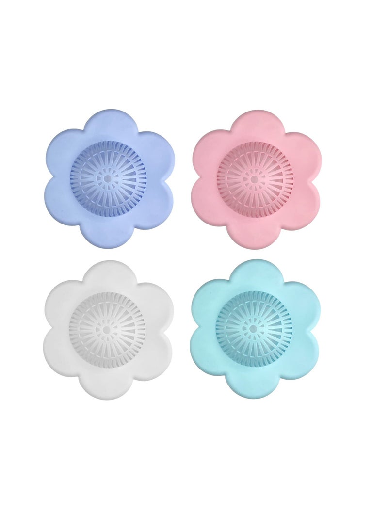 Y&D Shower Drain Stopper, Silicone Hair Stopper Covers, Bathtub and Protectors with Suction Cups Easiest Catchers Soft for Bathroom Kitchen 4 flower  - Image 1