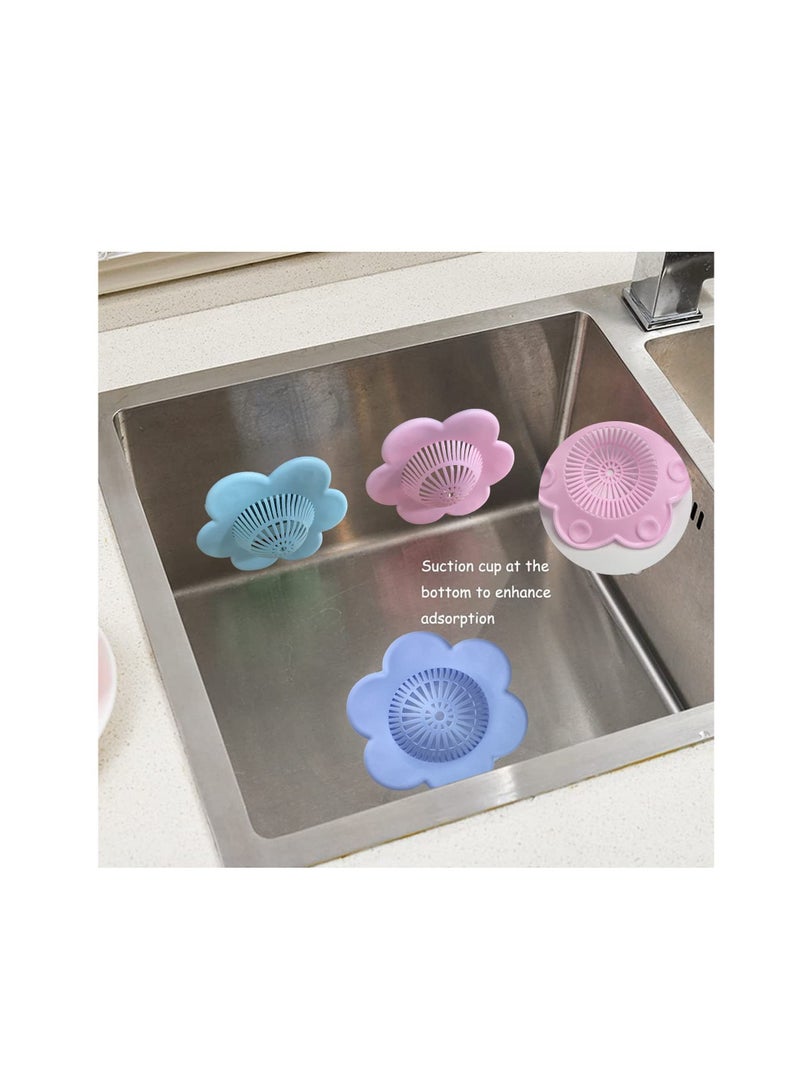 Y&D Shower Drain Stopper, Silicone Hair Stopper Covers, Bathtub and Protectors with Suction Cups Easiest Catchers Soft for Bathroom Kitchen 4 flower  - Image 5