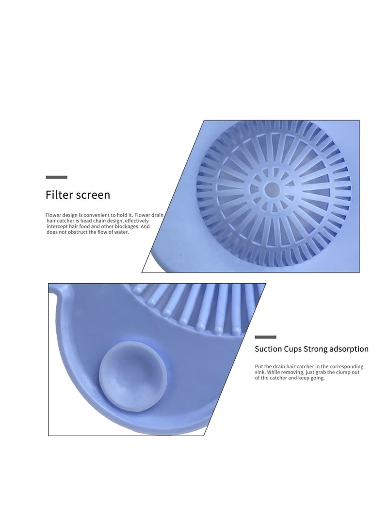 Y&D Shower Drain Stopper, Silicone Hair Stopper Covers, Bathtub and Protectors with Suction Cups Easiest Catchers Soft for Bathroom Kitchen 4 flower  - Image 3