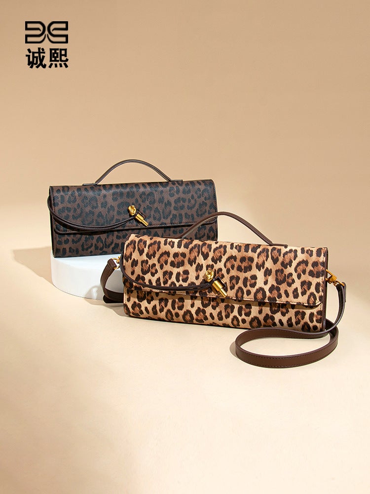 Retro Handheld Women'S Evening Bag Leopard Print Horizontal Shoulder Crossbody Bag Fashionable Evening Bag New Arrival Baguette Bag - Image 4