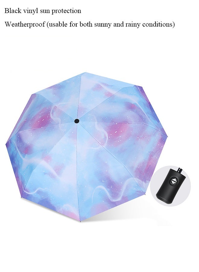 Automatic Folding Umbrella Women's Three-Folding Umbrella Windproof Starry Sky Color Creative Sun Umbrella Parasol - Image 4