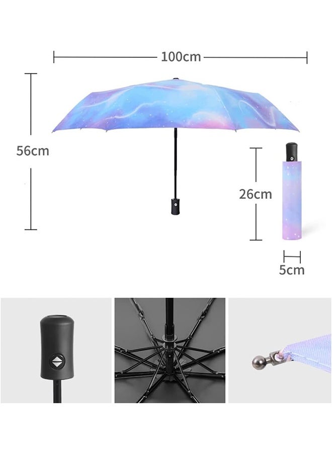 Automatic Folding Umbrella Women's Three-Folding Umbrella Windproof Starry Sky Color Creative Sun Umbrella Parasol - Image 3